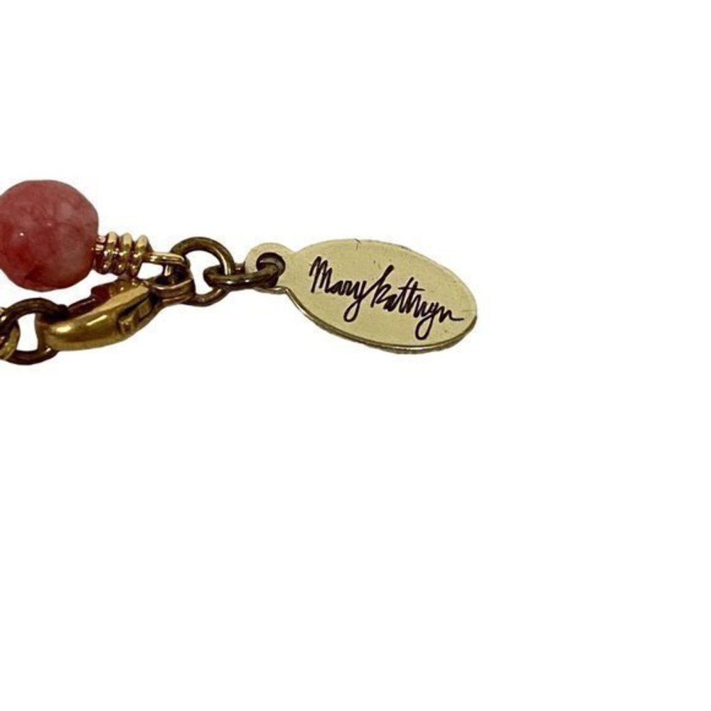 Mary Kathryn Pink Bead‎ Gold Tone Necklace - Picture 2 of 3